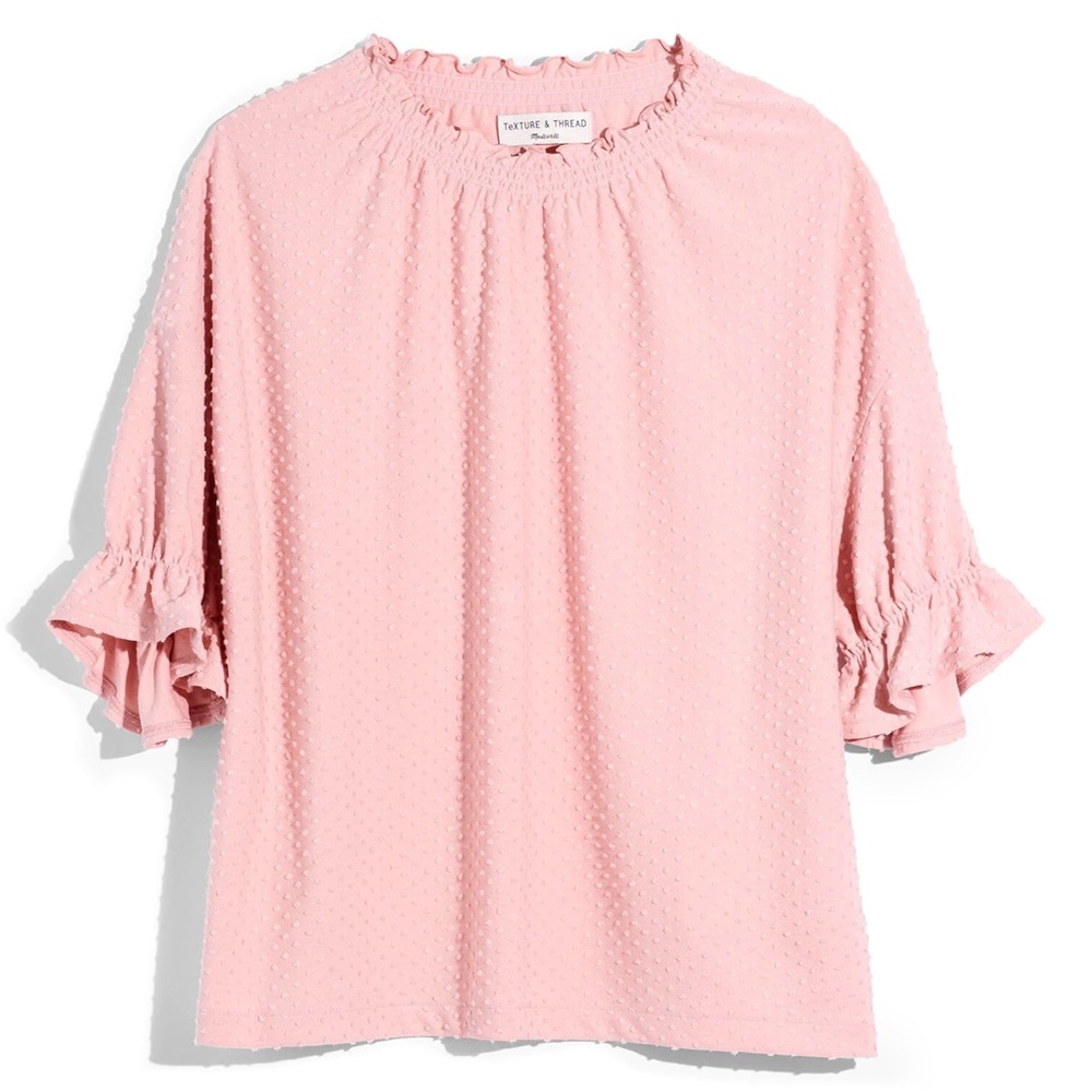 Madewell Texture & Thread Clip Dot Ruffle Top Sz M